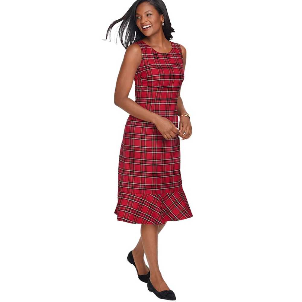 TALBOTS Festive Wool Tartan Sheath Dress